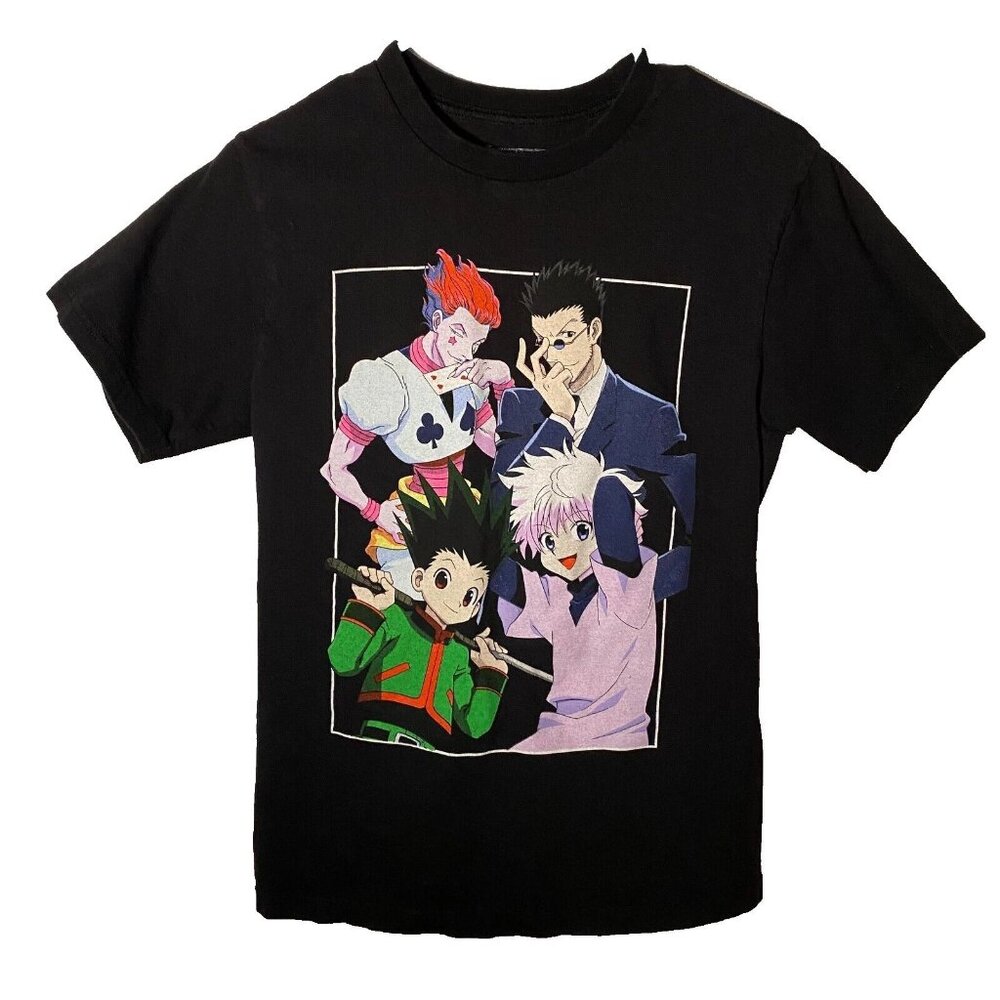 Hunter X Hunter Anime Shirt Mens Black Graphic Cartoon Colorful‎ Japanese Size S